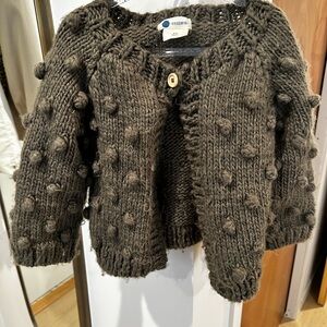 The Blueberry Hill- Chunky Knit Cardigan with Pom Details